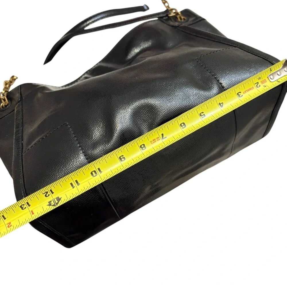 Tory Burch black grain leather Britton tote bag